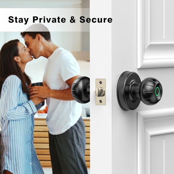 SOOWAY Smart Door Knob - Fingerprint Biometric Door Lock Smart Doorknob - Picture 6 of 7